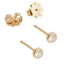 Moonstone 3mm Tiny Stone in 14K Gold Filled Bezel Set Stud Handmade Earrings